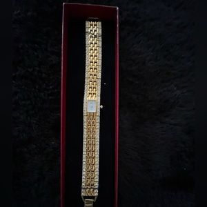 Kenneth J Lane Gold Tone and Rhinestone Ladies Watch